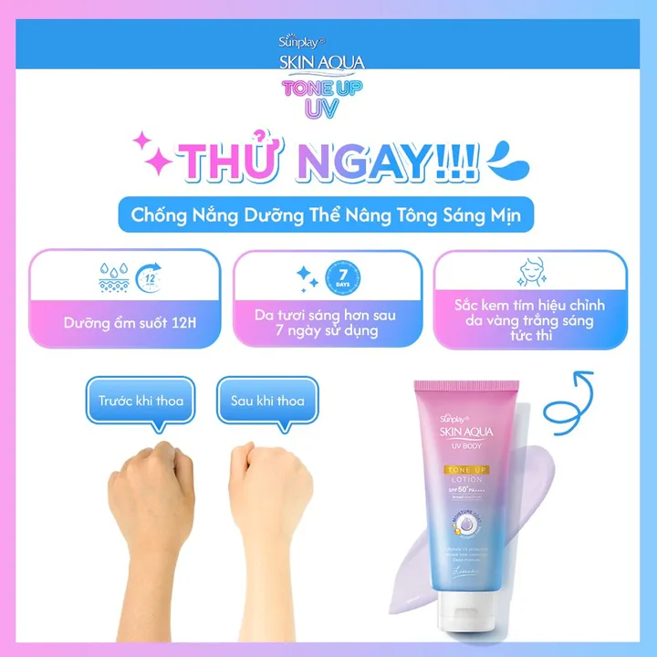 LOTION CHỐNG NẮNG DƯỠNG THỂ NÂNG TÔNG SKIN AQUA